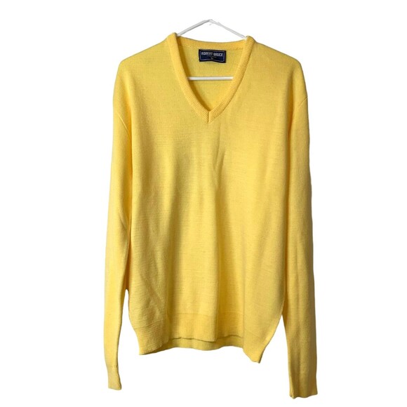 Robert Bruce Sweater Mens V-Neck Yellow Size Large VTG 90s Y2K Made USA - Picture 1 of 6